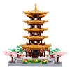 JXRLMB Chinese Ancient Famous Architecture Micro Building Blocks Set for Adults Yellow Crane Tower with Sakura Tree Cherry Plants, Toys for Kids Age of 14+ 2200 pcs