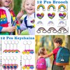 Leesgel 156pcs Art Rainbow Party Favors for Kids, Tie Dye Rainbow Birthday Party Supplies Decorations, Small Goodie Bag Stuffers for Kids with Brooch, Stickers, Whistle, Keychain, Tattoos