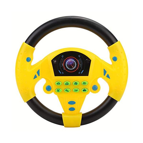 Simulated Driving Controller 21 x 3.5 x 21cm Co-Driver Simulated Steering Wheel Educational Music Toy for Children Kids 4 5 6 Years Old (Yellow)