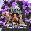 Winrayk Purple and Black Birthday Party Decorations Supplies for Girls Kids with Starburst Balloon Garland Arch Kit Birthday Backdrop Spider Web Tablecloth Halloween Black Purple Birthday Decorations