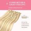 GOO GOO Clip in Hair Extensions Real Human Hair, 14inch 150g 9Pcs, 18A/613A Dark Blonde Highlighted Bleach Blonde, Remy Human Hair Extensions Clip ins for Women, Natural Human Hair