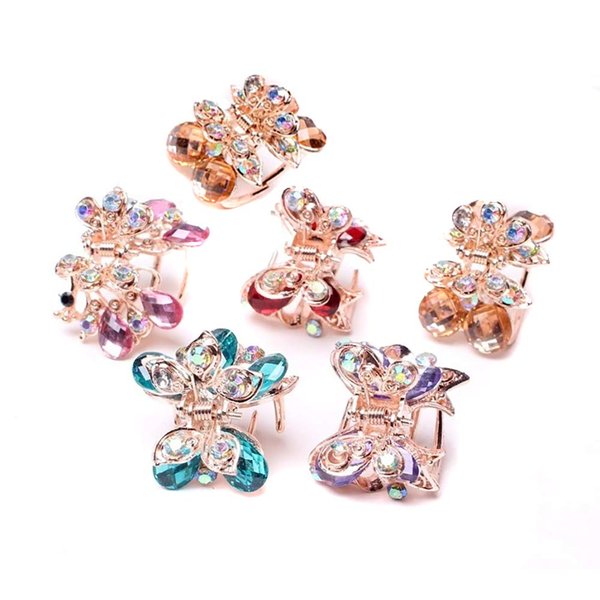 6 PCS Women Lady Alloy Rhinestone No-Slip Mini Hair Claw Small Bang Jaw Clip Hair Clamp Hair Grip Hair Pin (B#)