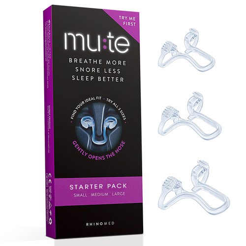 Rhinomed Mute Snore Stopper Nasal Dilator for Snore Reduction Starter Pack Increases Airflow Anti Snoring Devices Nasal Dilators for Sleeping Transparent Internal Nasal Dilator Snoring Solution