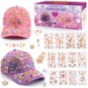 Christmas Gifts for Girls Decorate Your Own Baseball Cap with 12 Sheets Unicorn Gem Stickers, Fun Arts and Crafts Kit for Kids Age 4-12, 2PCS DIY Baseball Cap Birthday Gifts for Girls 4 5 6 7 8 9 10