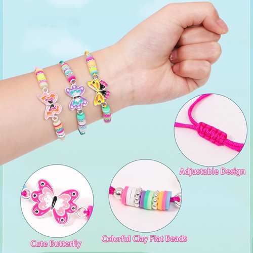 Lorfancy 12 Pcs Kids Bracelet for Girls Toddler Butterfly Bracelets Jewelry Party Favors Friendship Adjustable Goodie Bag Classroom Reward