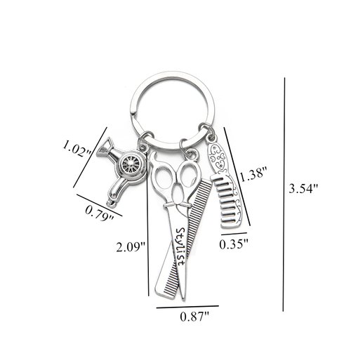 PHAETON 20PCS Hairdresser Hair Dryer Scissor Comb Charm Pendant Keychain Keyring,Perfect for Salon Owner or Hair Stylist Gift Jewelry Graduation Gift