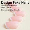 White French Tip Press on Nails Short Square Fake Nails Pink Glossy Acrylic Glue on Nails Reusable Stick on Nails for Women and Girls DIY Nails Art Decoration 24pcs