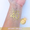 Tats4now / Cheers to 40 years shiny gold temporary tattoo party favors / 40th bday decorations/turning forty party