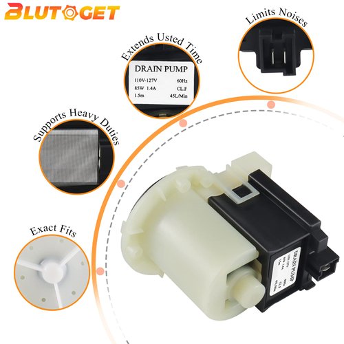 280187 8181684 Washer Drain Pump Motor Askoll m75 by Blutoget - Fit for Whirlpool Duet Maytag Ken-more Kitchen-Aid Washing Machine - Replace drain pump 27122 8182819 AP3953640 (2 YEARS WARRANTY)