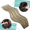 YoungSee 100G 14inch Weft Hair Extensions Balayage Sew in Hair Extensions Medium Brown Fading to Brown Mix Platinum Straight Weft Extensions Human Hair Balayage Hair Weft Extensions for Short 14Inch