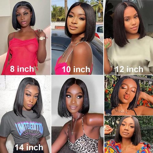 swooshooss Bob wigs human hair glueless wear and go wig pre cut 4x4 bob HD closure fronal lace density 150% glueless bob wig human hair short straight frontal human hair wigs for black women