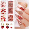 6Girds 767PCS 3D Red Heart Nail Art Charms Love Nail Gems Glitter Decoration Red Valentine's Day Nail Heart Round Diamond Frame Studs Metal Nail Art Rhinestones for Women Decorations Manicure Charms