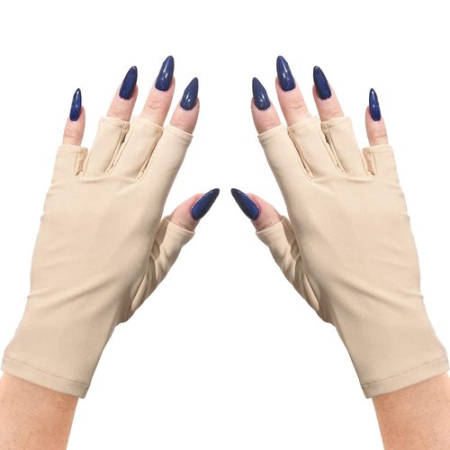 ManiGlovz - The ORIGINAL UPF 50+ UV Light Protective Nail Gloves | Gel Manicure Gloves and Anti UV Fingerless Gloves for Women | Can be Used as Sun Protection Gloves for Driving | Nude