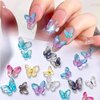 3D Aurora Butterfly Nail Art Charms Butterfly Nail Glitter Rhinestones Set Spring Butterfly Nail Colorful Butterfly Charms for Nails Acrylic Design Cute Butterflies Nails Charms DIY for Manicure Craft