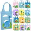 24 Pcs Dinosaur Party Favor Bags with Handles Dinosaur Birthday Party Supplies Dino Non Woven Goodie Bags Reusable Dinosaur Gift Bag for Kids Boys Girls Candy Goody Bags Birthday Decoration (Cute)