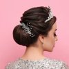 Crystal Bridal Rhinestone Leaves Hair Comb with Sparkly Hairpieces for Women - Silver Wedding Side Hair Accessories for Bride and Bridesmaid