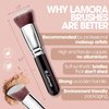 LAMORA Foundation Brush for Liquid Makeup - Kabuki Face Brush for Cream, Powder, Blush, and Concealer - Flat Top Blending, Buffing, Stippling Brush