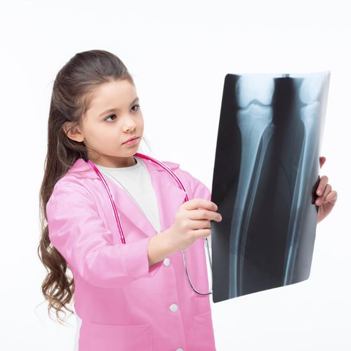 Naichuo Doctor Nurse Lab Coat Outfits,Kids Role Play Doctor Costume With Realistic Accessories for Boys Girls Ages 3-12(Lab Coat, Pink/7-9T)