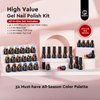 MEFA 35 Pcs Gel Nail Polish Set, 32 Colors All Seasons Collection Gel Nail Polish Kit with Base Coat No Wipe Glossy&Matte Top Coat Blue Red Pink Nail Art Manicure DIY Salon Home Gifts for Women Girls