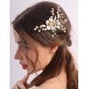 BERYUAN Wedding Flower Leaves Hair Comb Pearls Rrhinestone Crystal Wedding Headpiece Gold Flowers Leaves Pearls Wedding Hair Comb Gold Wedding Bridal Hair Comb for Brides Bridesmaid