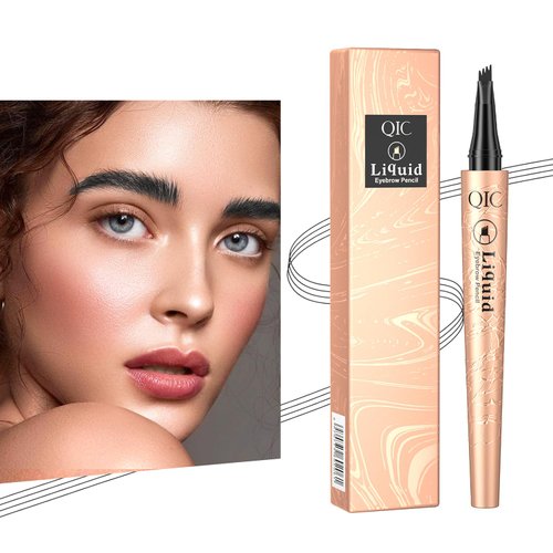 Eyebrow Pen,Liquid Eye Makeup Eyebrow Pencil - Waterproof Eyebrow Pencil Micro 4 Tip Brow pencil Lift & Snatch Eyebrow Microblading Pen Long-Lasting Waterproof Natural Eyebrow Hair (4# Black color)