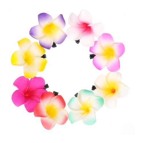 ifundom Hair Clip, 24 Pieces Hawaiian Flower Hair Clips, 2.36inch, Artificial Clips for Bridal Wedding Party Beach Hair, 24PCS