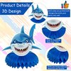 8Pcs Shark Birthday Party supplies set Honeycomb Centerpieces Double Sided Table Topper for Boy Shark Party Decorations (Shark)