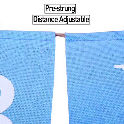 Happy Birthday Banner Blue, Prestrung Reusable Birthday Banner Sign for Men Baby Boys Birthday Party Decorations