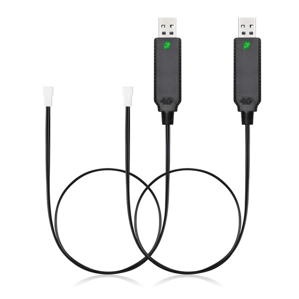Smays Charger for Carrera Mario Kart Remote Control RC Car Battery, 3.7V USB Charging Cable 2-Pack