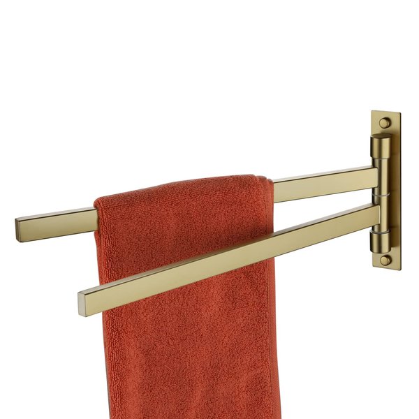 KOKOSIRI Hand Towel Bar Swing Out Towel Holder Swivel Bathroom Rack for Bath Kitchen Wall Mount Towel Rails Gold Stainless Steel B5007BG-A2
