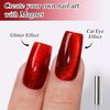 Double Rhythm 0.5 OZ Cat Eye Gel Polish with Magnet 15ML Holographic Glitter Shimmer Translucent Jelly Color Magnetic Nail Polish Salon DIY at Home (Blood Red-MC1046)