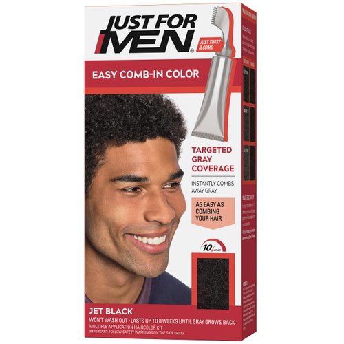 Just For Men Easy Comb-In Color Mens Hair Dye, Easy No Mix Application with Comb Applicator - Jet...