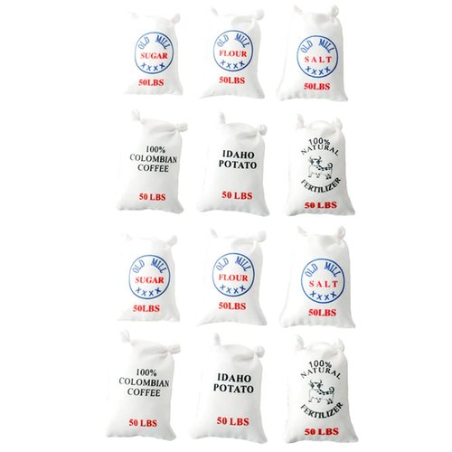 LUOZZY 12Pcs Miniature Flour Bags 1:12 Dollhouse Sugar Salt Bags Kitchen Food Model Baking Set Accessories Dollhouse Supplies
