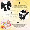 Ambesi Ribbon Hair bow Clips, 2PCS Silky Satin Hair Bows Hair Clip Black White Hair Ribbon Ponytail Holder Accessories for Women Girl Long Tail Hair Bow Clips Hair Barrette Dress Up Accessories