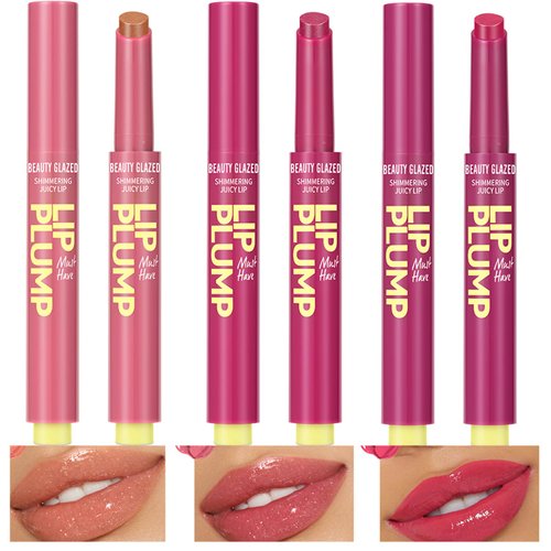 3PCS Beauty Glazed Juicy Lip Oil Slick Click - Plump, Moisturize, and Shine with Non-Sticky Lipstick - Lightweight, Buildable, Pigmented Vegan Lip Balm (1# 3# 4#)