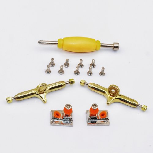 RACOFSB V1 Fingerboard Trucks with Upgraded Pro Urethane Bushings and Pivot Cup,34mm 32mm Width,Inverted Kingpin (Gold, 34mm)