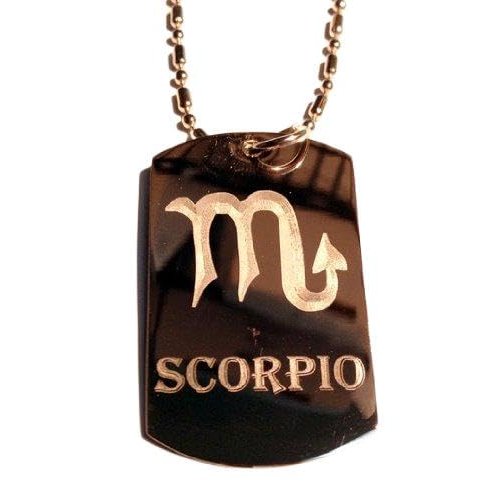 Celtic Zodiac Signs Sign Scorpio Symbol - Military Dog Tag, Luggage Tag Key Chain Metal Chain Necklace