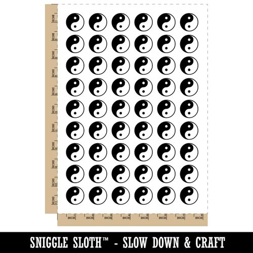 Yin and Yang Symbol Temporary Tattoo Water Resistant Fake Body Art Set Collection - 54 1" Tattoos (1 Sheet)