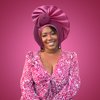 QliHut Nigerian Gele Headties with Beads and Stones African Headtie Women Head Wrap Already Made Auto (Pink)
