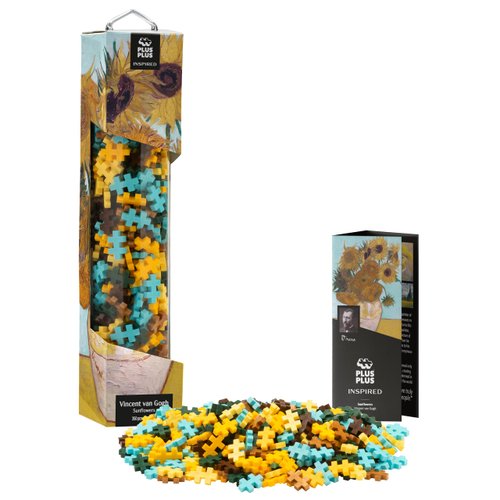 Plus Plus Art History Building Set, 3D Painting Kit & Craft Supplies for Kids, 350 Mini Interlocking Open Ended Pieces - Van Gogh, Sunflowers