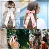 AOREAS 3Pcs Bowknot Hair Bows for Women Soft Silky Stain Bow Hair Clips with Long Tail,Black White Pink Bow Alligator Hair Ribbon Barettes Party Wedding Prom Daily Wearing Hair Accessories