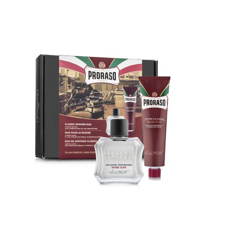 Proraso Classic Shaving Duo Kit, Nourishing for Coarse Beard Formula with Shaving Cream Tube and After Shave Balm