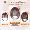 QGZ Clip in Bangs-Fake Bangs Hair Clip Fringe with Temples Hairpieces 100% Real Human Hair Extensions Curved Clip On Bangs for Women(Dark Auburn Brown Wispy Bangs)