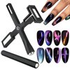 2PCS Nail Magnet Tools, EBANKU Upgraded 5 in 1 Cat Eye Magnet Multi-Function Double-Ended Hexagon Strong Nail Magnet Stick for Cat Eye Nail Polish Personal DIY, Nail Studio Or Nail Salon(Black)