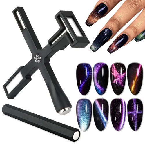 2PCS Nail Magnet Tools, EBANKU Upgraded 5 in 1 Cat Eye Magnet Multi-Function Double-Ended Hexagon...