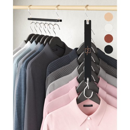 MORALVE Space Saving Hangers for Closet Organizer - 4 Pack European Beechwood Shirt Organizer for Closet - Space Saver Hangers for Clothes - Closet Clothes Organizer Space Saving Collapsible Hangers