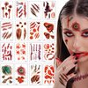Generic Halloween Scar Tattoos 30 Sheets Temporary Tattoos Waterproof Zombie Makeup Fake Bloody Wound Stitch Scar Party Tattoos Sticker