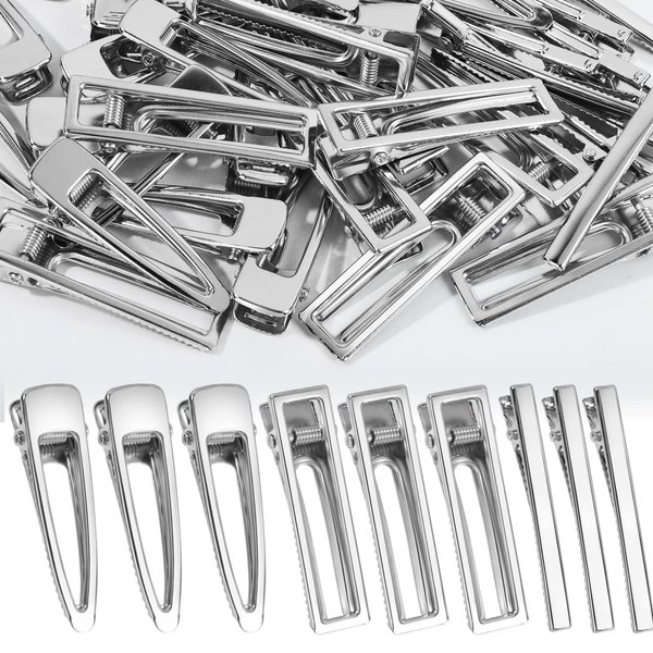 LEOBRO 50 PCS Metal Hair Clips, Alligator Hair Clips, Hair Barrettes for Women, Clips for Hair, Hair Clips for Women, Girl, Hair Pins, Clips for DIY Hair Bow, Crafts, Silver