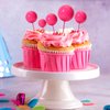 ASTARON 20 Pcs Ball Cake Topper Decorations Mini Balloons Cake Topper Sticks Hot Pink Balls Cake Picks Cake Topper Balls Cake Decorations for Wedding Birthday Cake Decorations