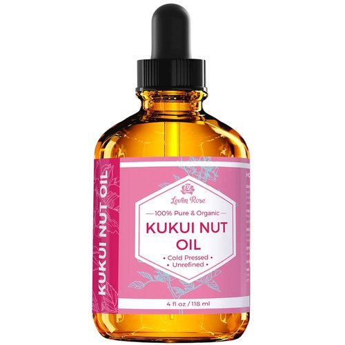 Leven Rose Kukui Nut Oil 4 oz – Cold-Pressed and Unrefined Hair & Face Moisturizer with Dropper – Unscented Pure Face Oil for Women and Men – Nourishing & Moisturizing Oil for All Skin Types